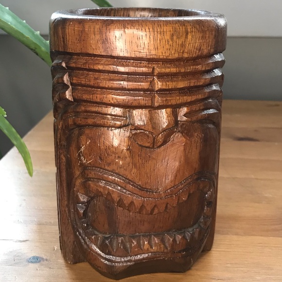 Vintage Other - Vintage wooden tiki coffe mug / planter